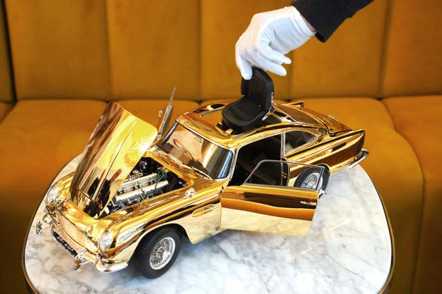 24-carat model of James Bond’s Goldfinger Aston Martin DB5 with an ejector seat