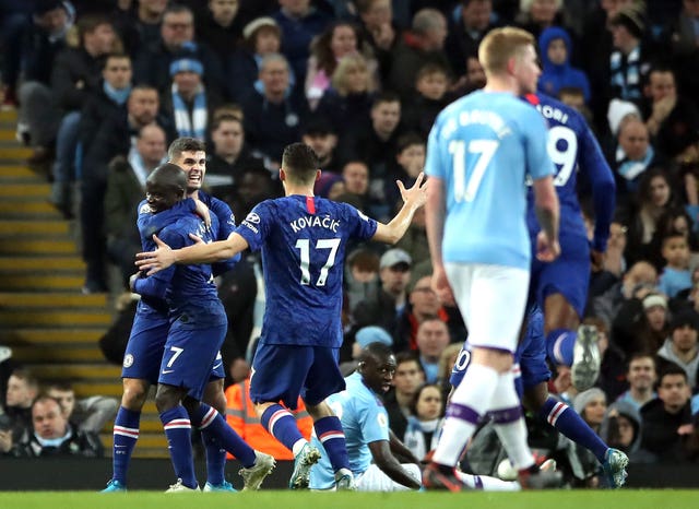 N'Golo Kante (left) celebrates scoring Chelsea's opener