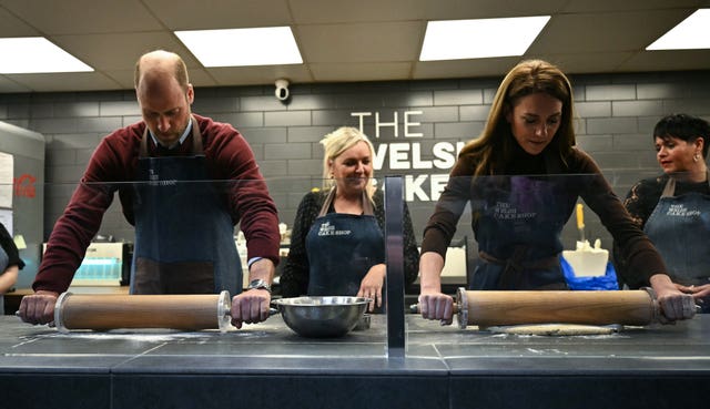 The Prince and Princess of Wales roll out a batch of Welsh cakes