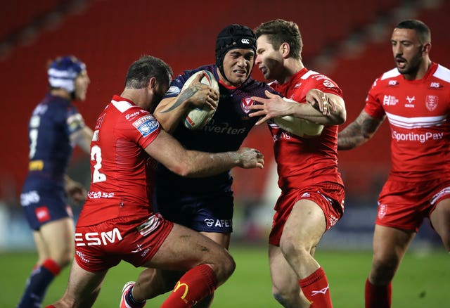 Sione Mata'utia, centre, is back for St Helens (Martin Rickett/PA)