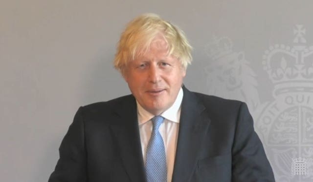 Prime Minister Boris Johnson speaks via videolink 