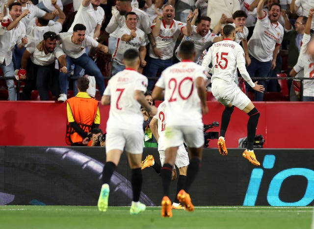 Youssef En-Nesyri (right) scored twice as United were comprehensively beaten