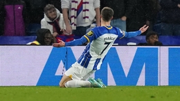 Solly March celebrates his goal (Gareth Fuller/PA)