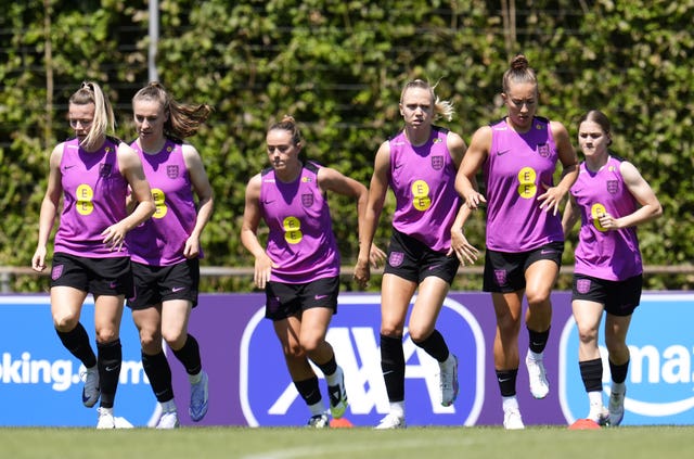 England players during training
