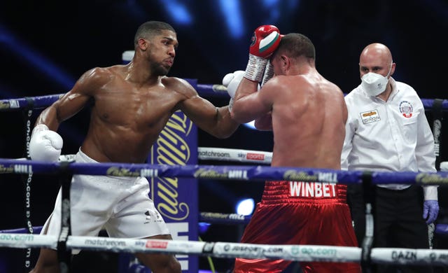 Anthony Joshua, left, defeated Kubrat Pulev in his most recent fight (Andrew Couldridge/PA)