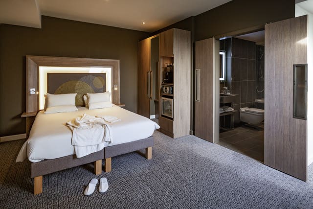 A room in the Novotel London Heathrow Airport T1, T2 and T3 Hotel where passengers entering England from one of 33 'red list' countries will stay 