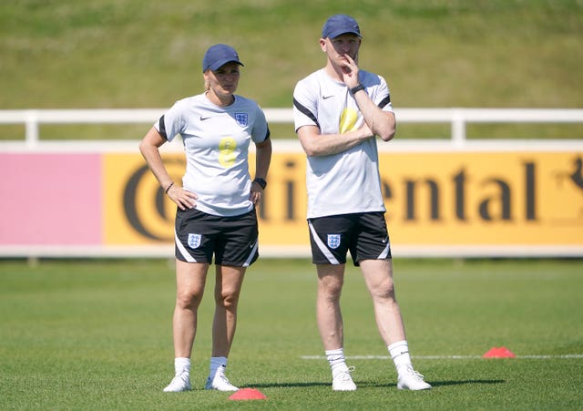 Arjan Veurink (right) will take charge of the team in Sarina Wiegman's absence