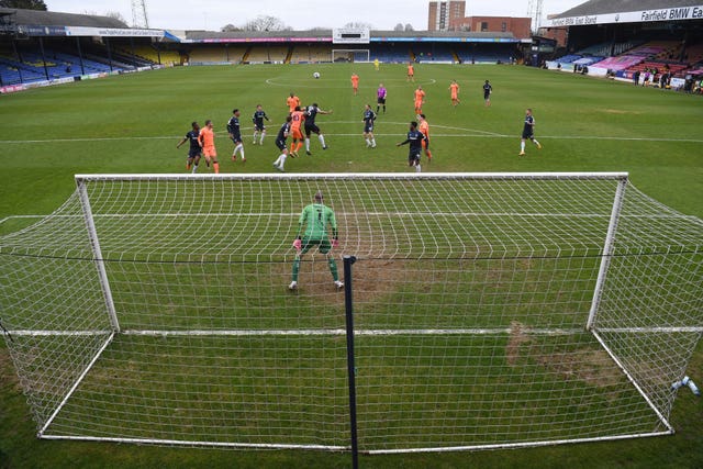 Southend United against Carlisle United at Roots Hall in April 2021