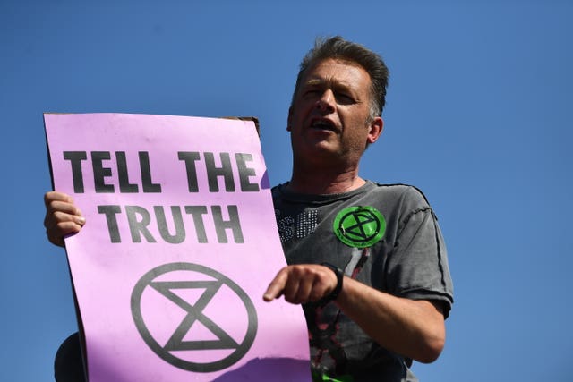 Chris Packham protesting with Extinction Rebellion