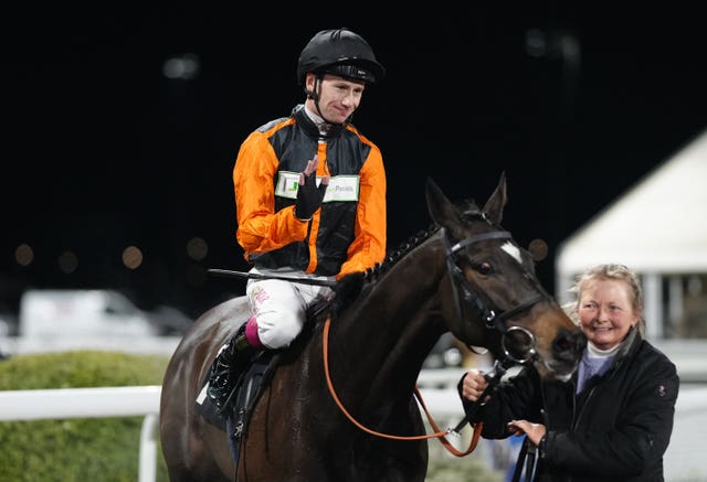 Oisin Murphy on Jupiter Express after winning the Winning Connections Networking Handicap at Chelmsford City Racecourse 