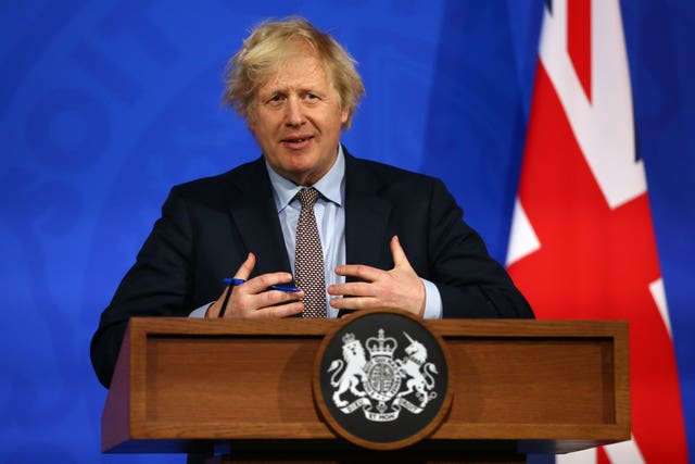Boris Johnson during a media briefing in Downing Street on coronavirus