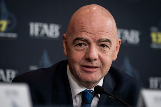 FIFA president Gianni Infantino at the IFAB AGM