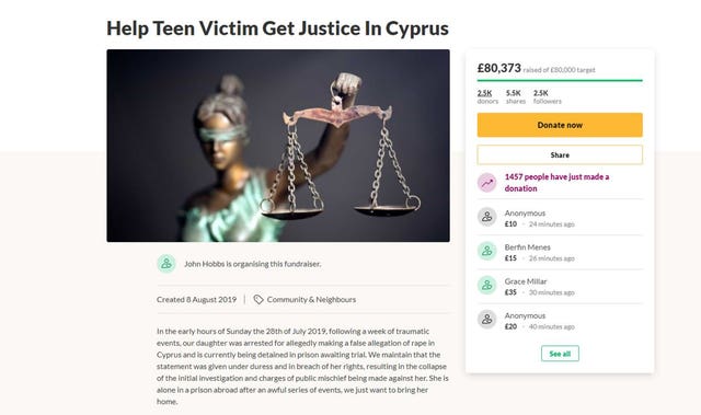 Screen grab from a GoFundMe page set up by British lawyer John Hobbs in August 