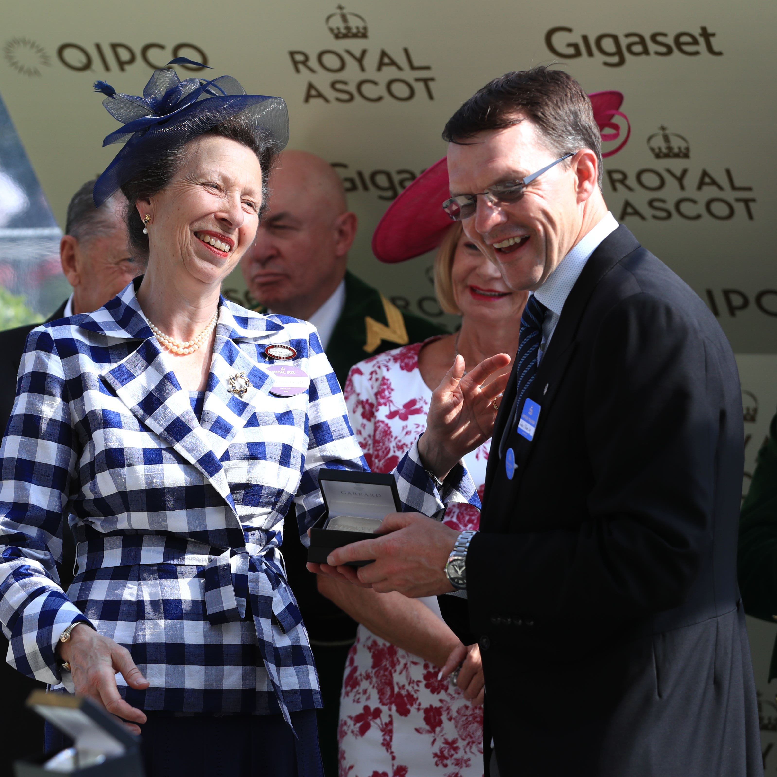 The Princess Royal and Aidan O’Brien after the Prince of Wales's Stakes