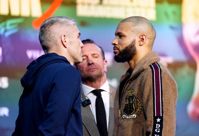 Liam Smith and Chris Eubank Jr face off before their bout on Saturday