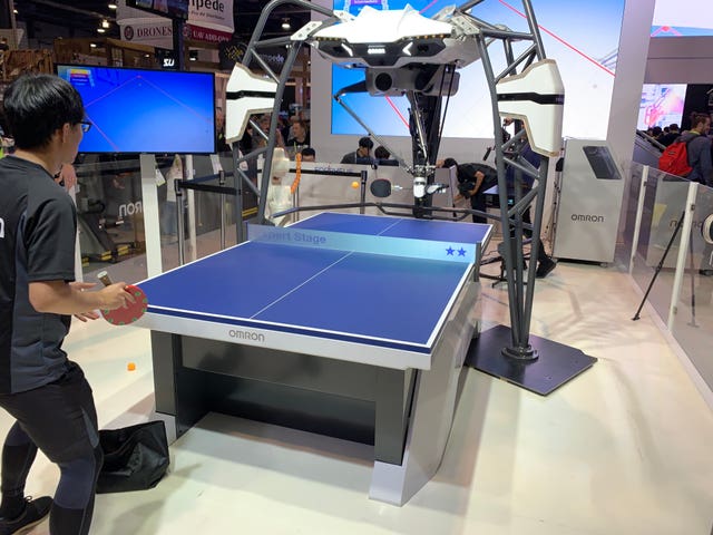 The Omron artificial intelligence-powered FORPHEUS robot,