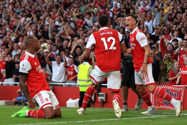 Gabriel Magalhaes (left) scored the winner for Arsenal against Fulham. 
