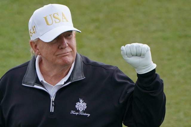 Donald Trump smiling, with one fist raised
