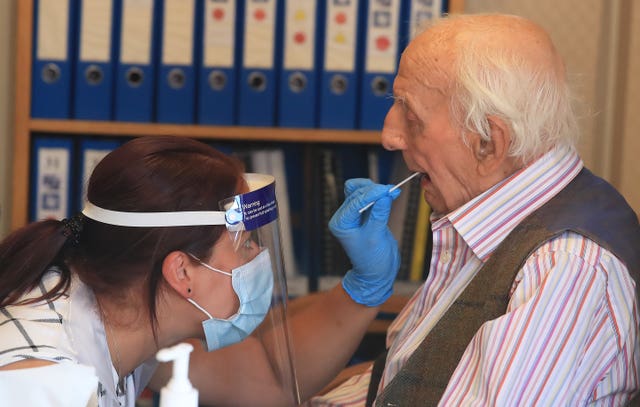 A resident being tested for coronavirus