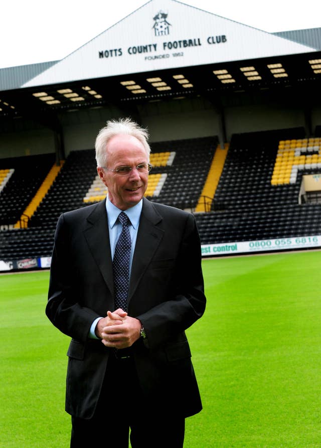 Eriksson was appointed as director of football for then-League Two club Notts County in July 2009