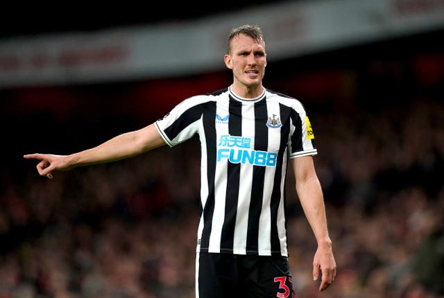 Newcastle defender Dan Burn sustained a back injury against Arsenal 
