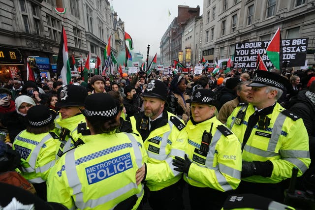 Protesters and police officers