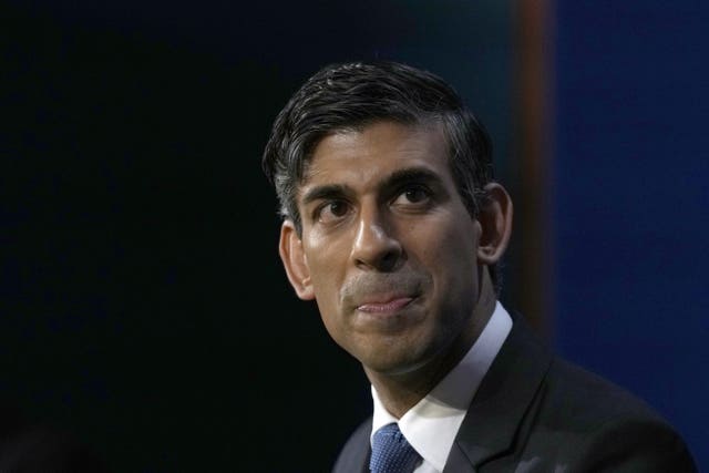 Prime Minister Rishi Sunak during a press conference in Downing Street in London.