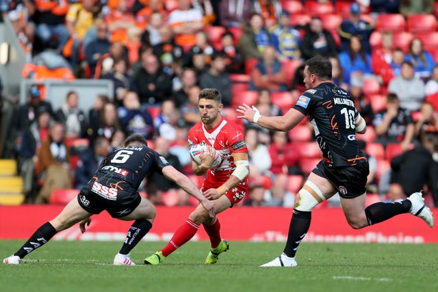 Tom Makinson in action for St Helens 