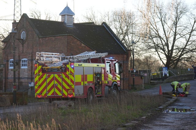 A fire engine near a house