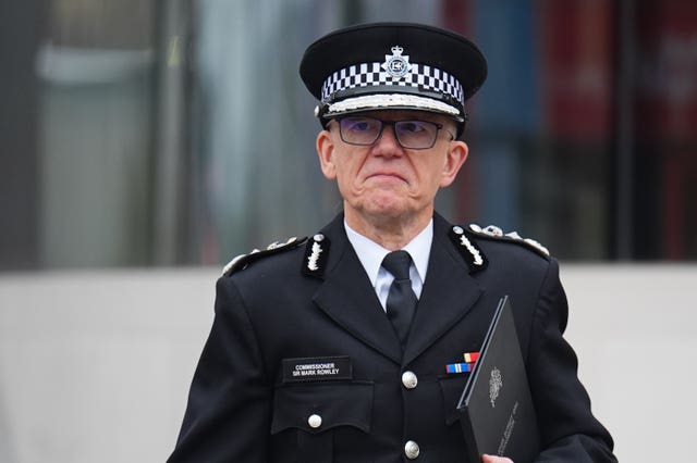 Metropolitan Police Commissioner Sir Mark Rowley outside New Scotland Yard