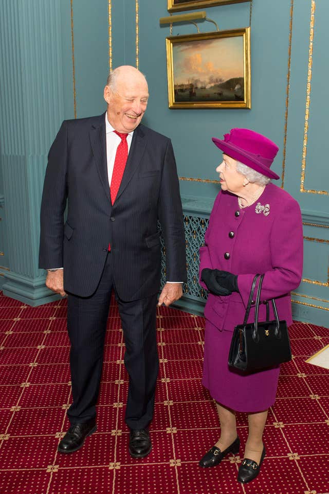 The Queen and King Harald V of Norway at the Anglo-Norse Society centenary reception