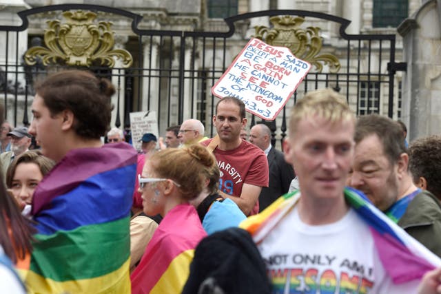 Christian protester at Belfast Pride 