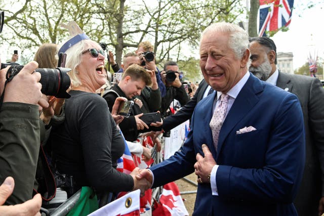 King Charles III on a walkabout outside Buckingham Palace, London, to meet wellwishers ahead of the coronation on Saturday. Picture date: Friday May 5, 2023