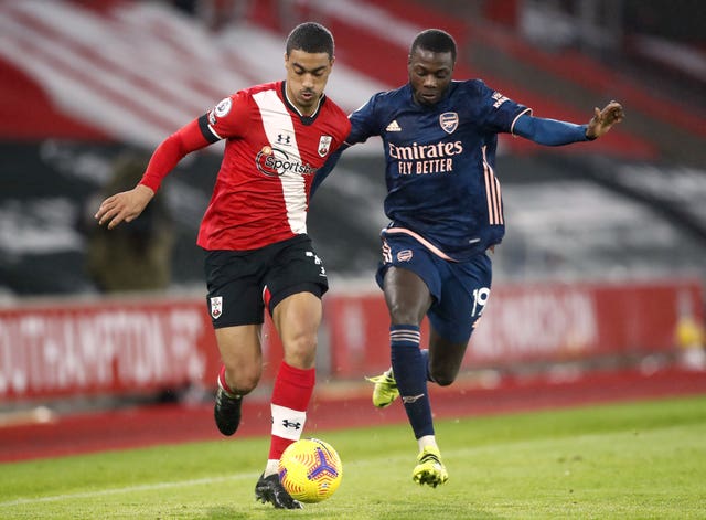 Yan Valery (left) came into the Southampton side against Arsenal.