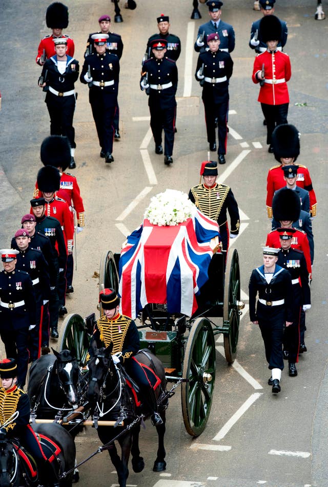 Baroness Thatcher's coffin