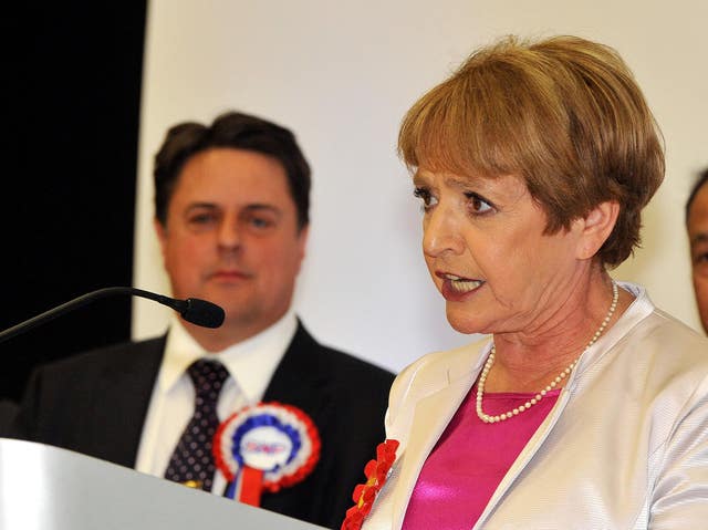 Labour MP Margaret Hodge uses her victory speech to attack the BNP leader Nick Griffin