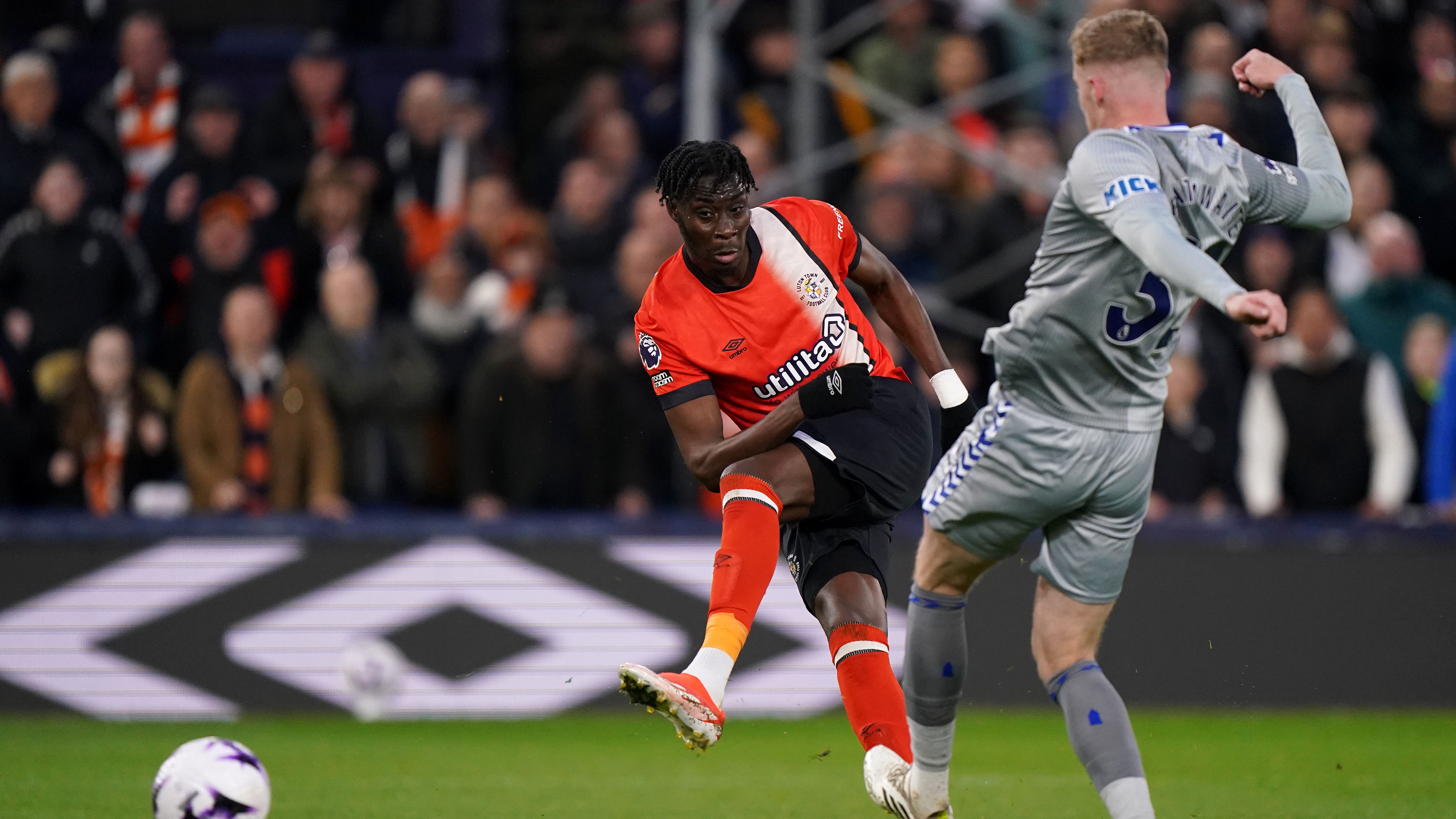 Elijah Adebayo salvaged a point for Luton against Everton (Bradley Collyer/PA)