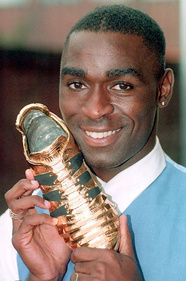 Andy Cole with the 1993-94 Premier League Golden Boot