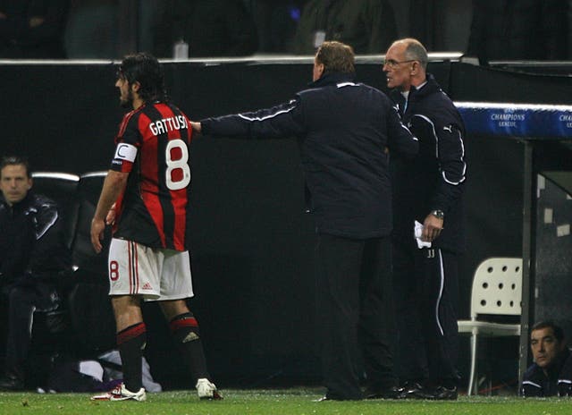 Gennaro Gattuso, left, and Joe Jordan had to be separated during a Champions League clash in 2011