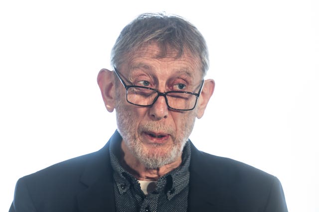 Author Michael Rosen during a ceremony marking the fifth anniversary of the Covid-19 pandemic at the National Memorial Arboretum, in Burton-on-Trent