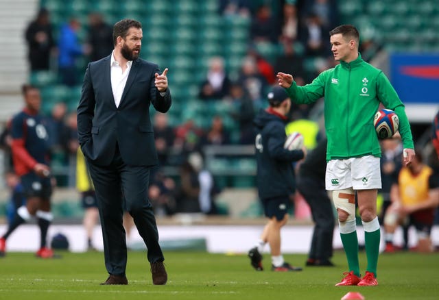 Ireland head coach Andy Farrell, left, is boosted by the return of fly-half Johnny Sexton, right
