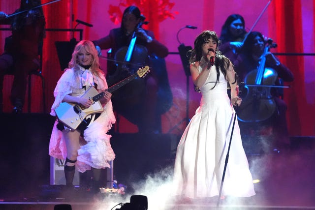 The Last Dinner Party perform during the Brit Awards at London’s O2 Arena