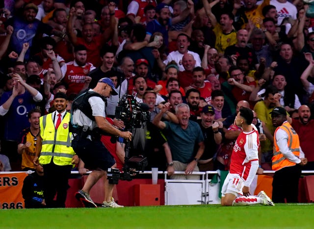 Martinelli sent Arsenal fans into raptures after his late goal sank Manchester City