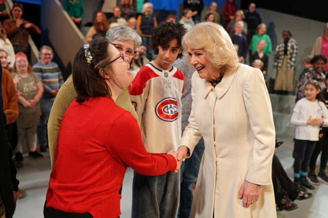 Camilla with Helen Nowlan during her visit to Theatre Royal Bath