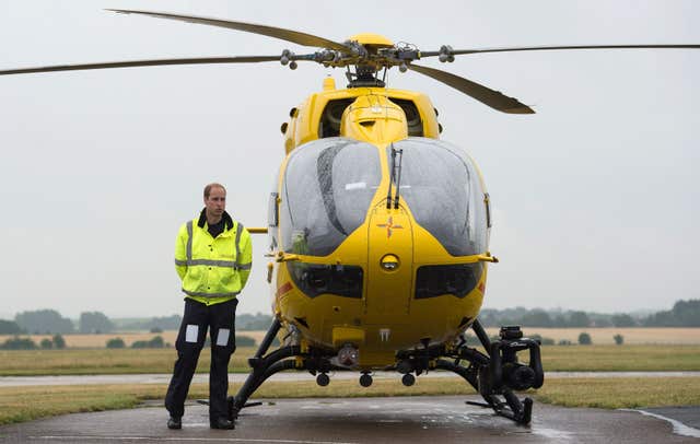 William pictured in 2015 starting his job with the East Anglian Air Ambulance. Stefan Rousseau/PA Wire