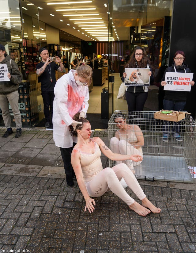 Protesters outside Mac Cosmetics store in Brighton