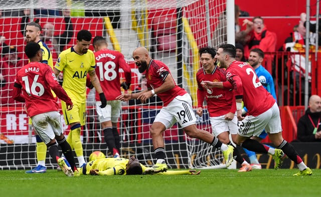 Manchester United’s Bryan Mbeumo celebrates