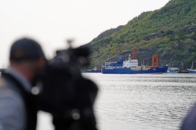 The Polar Prince, the main support ship for the Titan submersible, arrives at the Port of St John&rsquo;s in Newfoundland