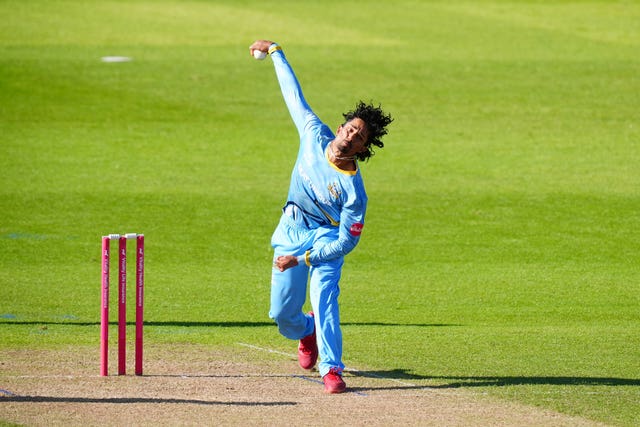 Jafer Chohan bowling for Yorkshire