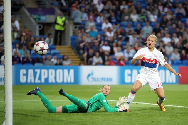 Ada Hegerberg (right) in action for Lyon (Nick Potts/PA).